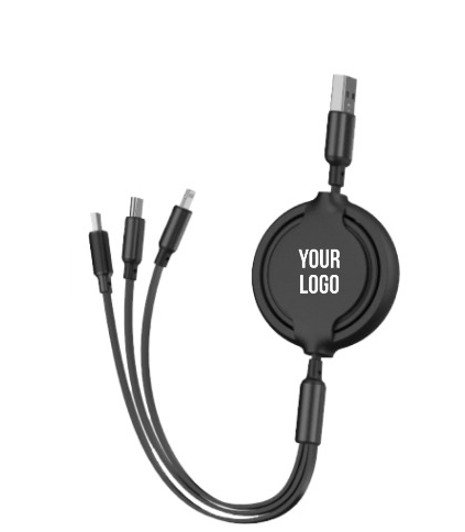 Personalized Retractable 3in1 Yo Yo Charging Cable - For Corporate Gifting, Return Gift, Event Gifting, Promotional Item, Exhibition Gifting - LO-GC24
