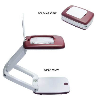Folding Desk Magnifier Glass cum Lamp - For Office Use, Students, Professionals, Personal Use, Corporate Gifting, Return Gift