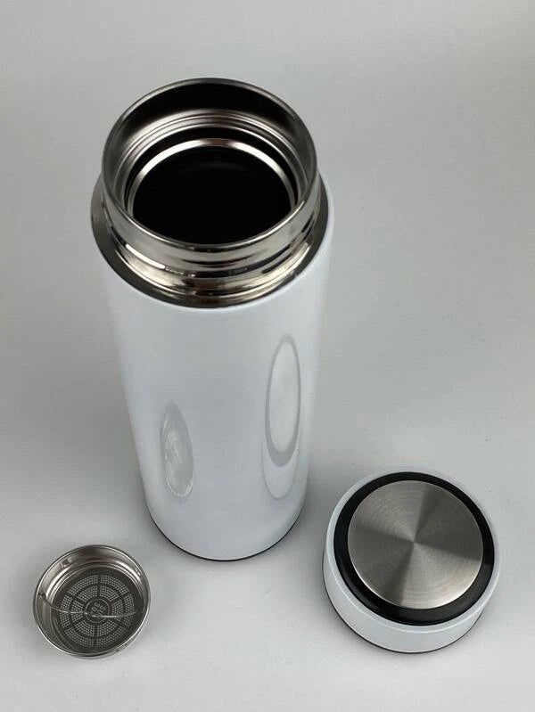 Personalized White Non-Temperature Insulated Steel Water Bottle Laser Engraved - 500ml  - For Return Gift, Corporate Gifting, Office or Personal Use