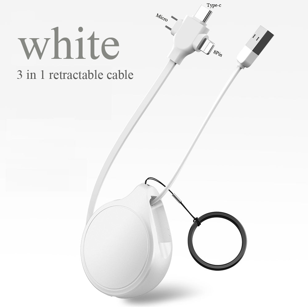 Personalized Retractable 3in1 Data cum Charging Cable - For Corporate Gifting, Return Gift, Event Gifting, Promotional Item, Exhibition Gifting - LO-GC25