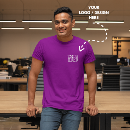 Personalized Purple Round Neck Promotional T-Shirt for Corporate Gifting, Office Sports, Events, Festivals