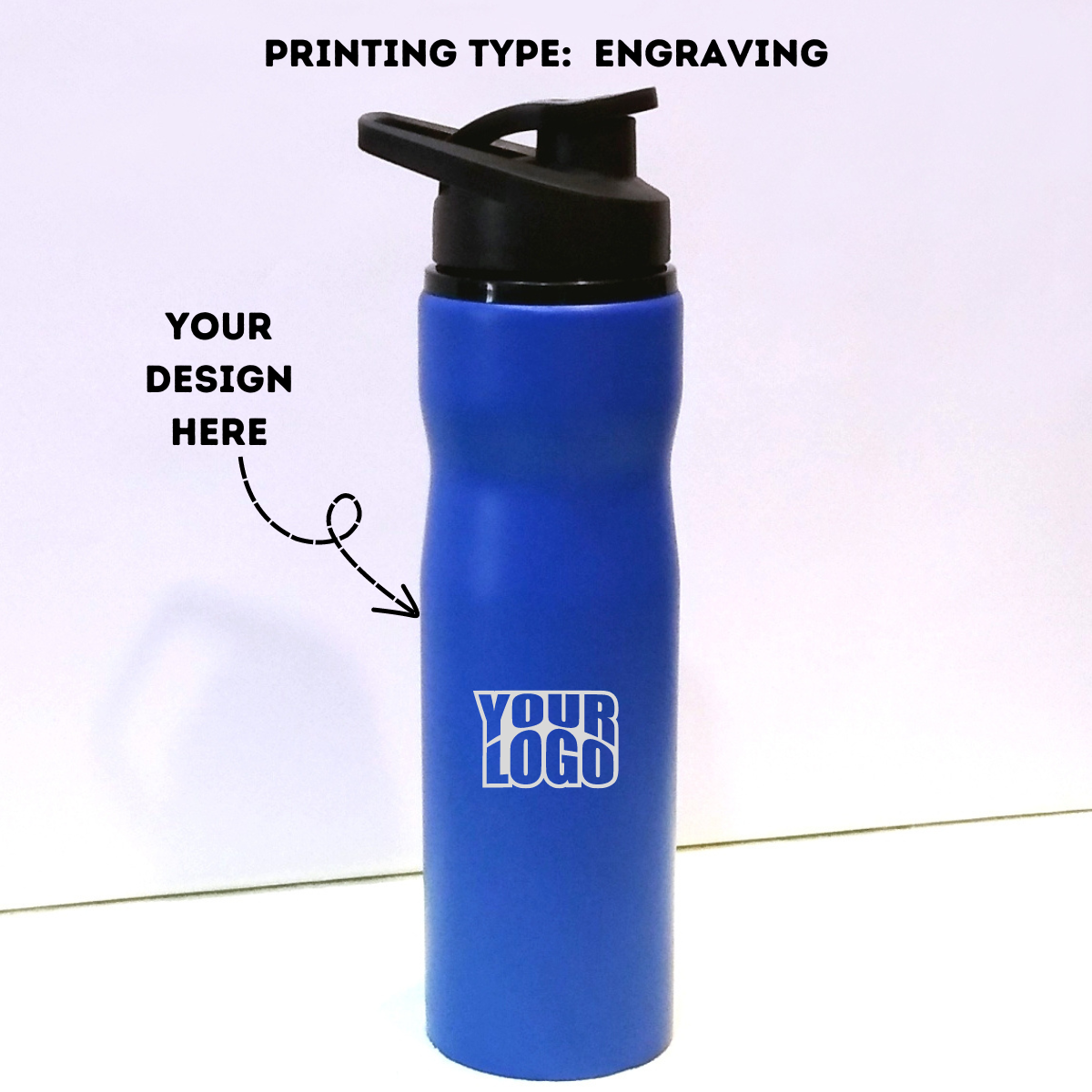 Blue Steel Sports Sipper Water Bottle Laser Engraved - 750ml - For Corporate Gifting, Return Gift, Event Freebies and Promotions