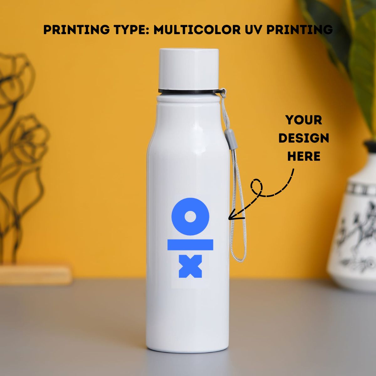 Personalized Premium White Stainless Steel Water Bottle Multicolor UV Printed - 750ml - For Return Gift, Corporate Gifting, Office or Personal Use