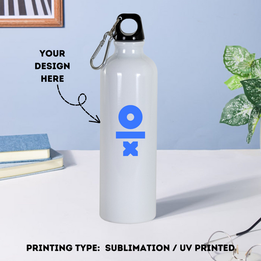 Personalized White Aluminium Water Bottle Multicolor UV or Sublimation Printed - 750ml
