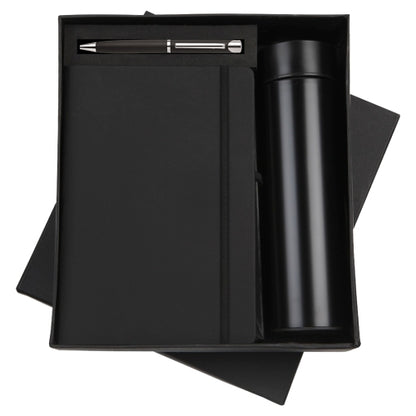 Black 3in1 Combo Gift Set Notebook Diary, Round Pen, and Bottle - For Employee Joining Kit, Corporate, Client or Dealer Gifting JKSR171