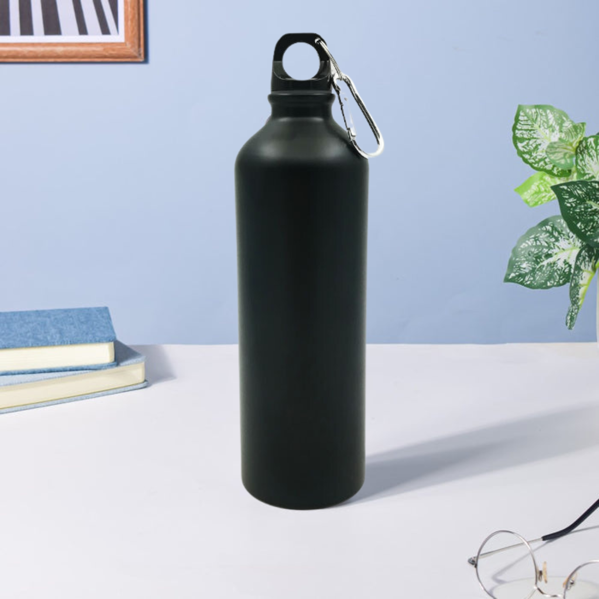 Personalized Matte Black Aluminium Water Bottle Multicolor UV Printed - 750ml - For Return Gift, Corporate Gifting, Office or Personal Use