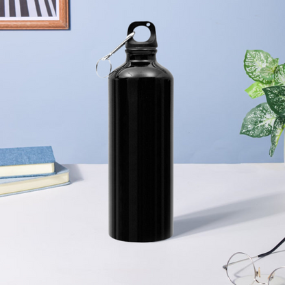 Glossy Black Aluminium Water Bottle Multicolor UV Printed - 750ml - For Corporate Gifting, Return Gift, Event Freebies and Promotions