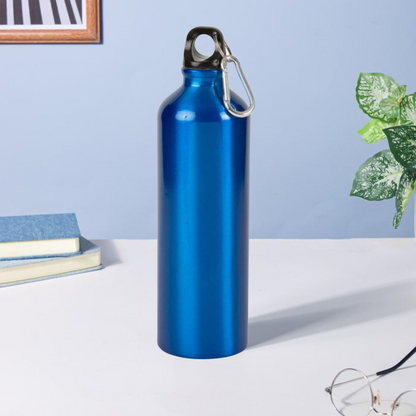Personalized Blue Aluminium Water Bottle Multicolor UV Printed - 750ml - For Corporate Gifting, Event Gifting, Freebies, Promotions