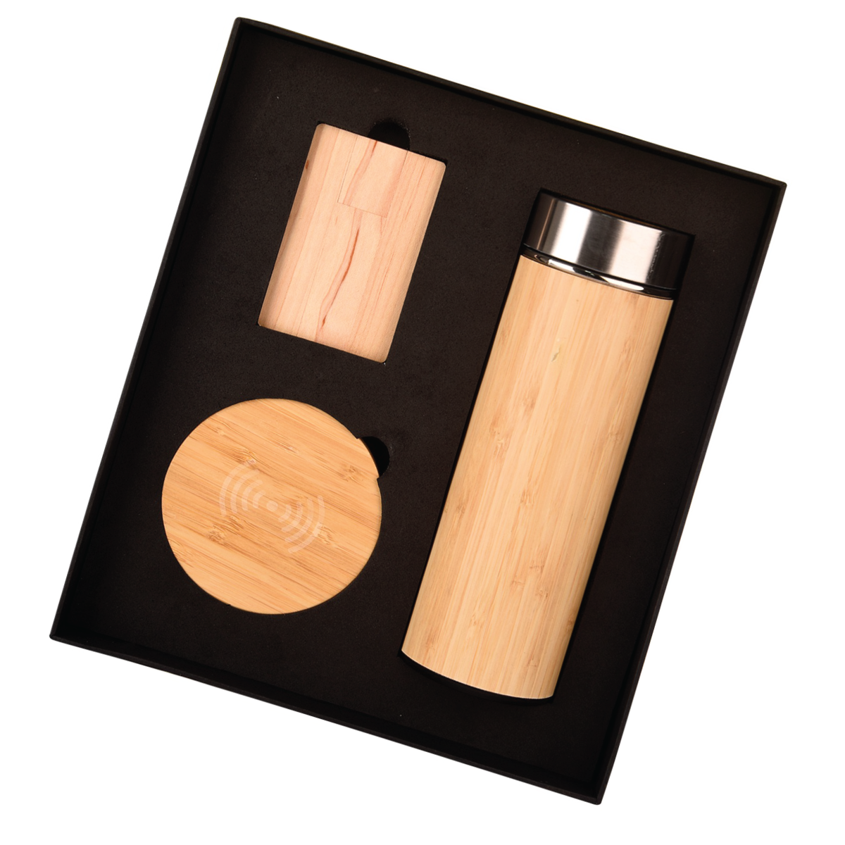 3in1 Wooden Bottle, Pen Drive, and Wireless Charger Premium Combo Gift Set - For Employee Joining Kit, Corporate Gifting, Diwali Gifting, Return Gift HK140923