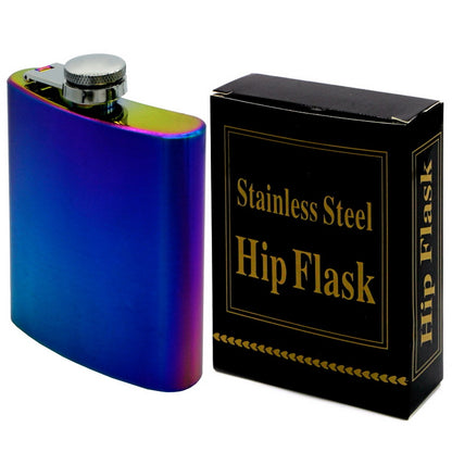 Rainbow Stainless Steel Hip Flask 6oz - For Corporate Gifting, Return Gift, Personal Use JA60ZMC