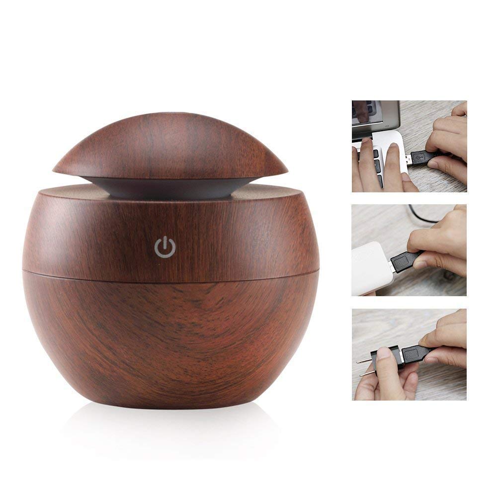 Personalized Dark Brown Wooden Finish Aroma Diffuser Humidifier - For Office Use, Personal Use, or Corporate Gifting