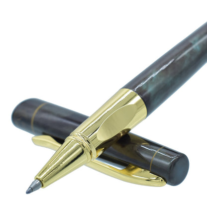 Dark Blue & Marron Color Roller Ball Pen with Golden Clip - For Office, College, Personal Use