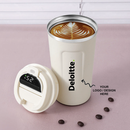 Personalized White Temperature Travel Tumbler 500ml - For Corporate Gifting, Return Gift, Gifts for Events Promotional Giveaway