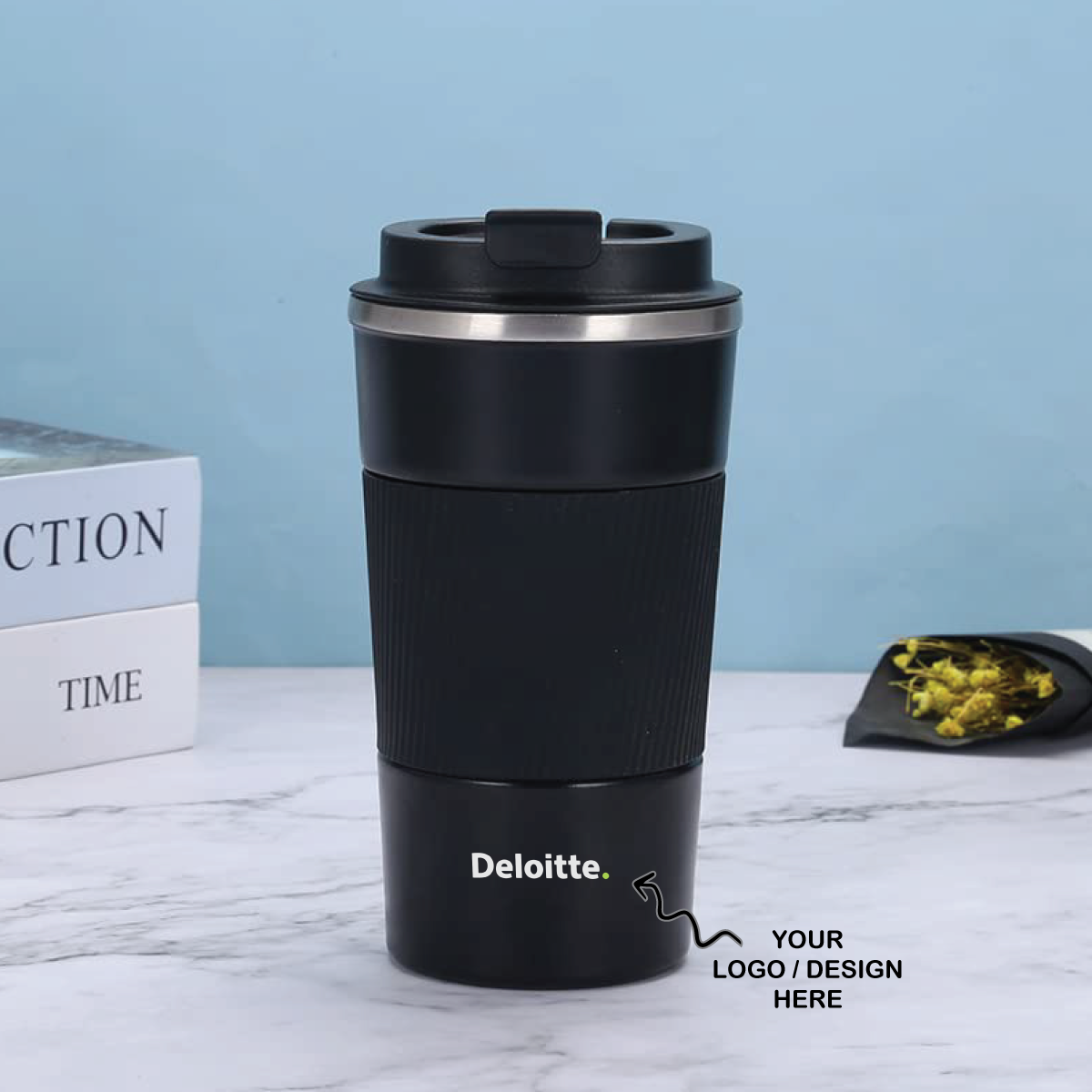 Personalized Black Anti-Slip Gripper Tumbler 500ml - For Corporate Gifting, Return Gift, Gifts for Events Promotional Giveaway