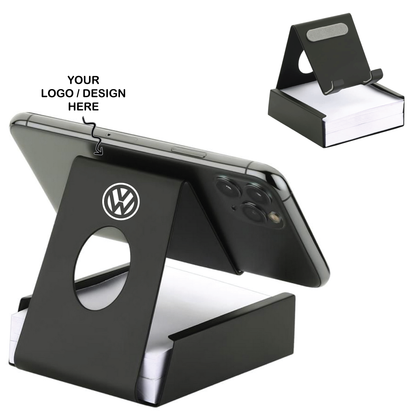 Personalized Black Metal Universal Mobile Phone Holder Stand with Writing Pad - For Personal, Corporate Gifting, Return Gift, Event Gifting, Promotional Freebies JAR-1105