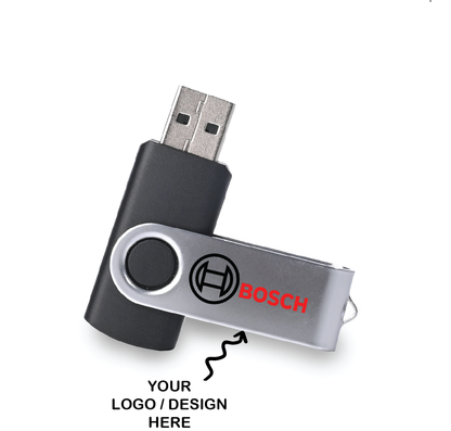 Personalized Black Swivel USB Pendrive for Promotions, Giveaway, Corporate, and Personal Gifting