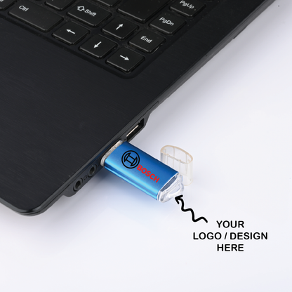 Personalized Blue Metal USB Pendrive for Promotions, Giveaway, Corporate, and Personal Gifting HKCSM217
