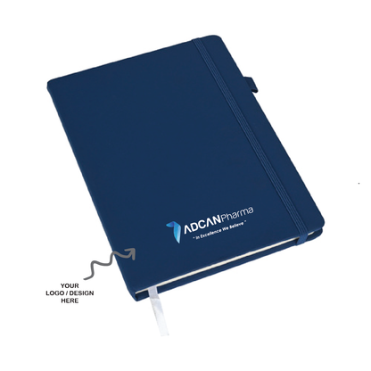 Personalized Logo Printed A5 Classic Blue Corporate Diary - Notebook with Italian PU Cover - For Office Use, Personal Use, or Corporate Gifting HK03