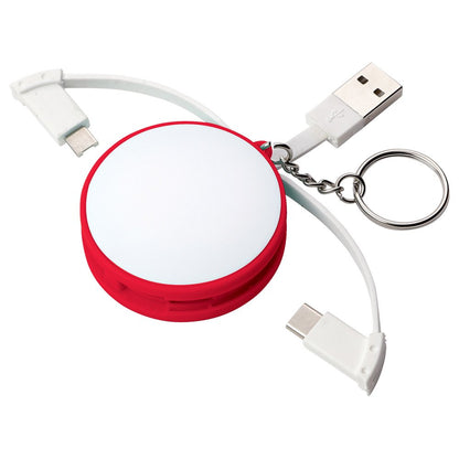 Personalized Round Folding Charging Cable cum Keychain - For Office Use, Personal Use, or Corporate Gifting BGC29