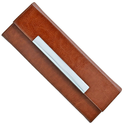 Brown Leather Folding Goggles Holder - For Office Use, Personal Use, Corporate Gifting, Return Gift JACASE-BN