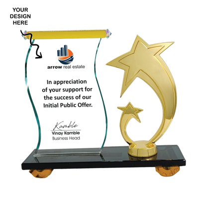 Personalized Starfish Crystal Award Trophy - For Employee Recognition, Corporate Gifting, Award Shows, Sports Event, Competition, Students Reward - MA497