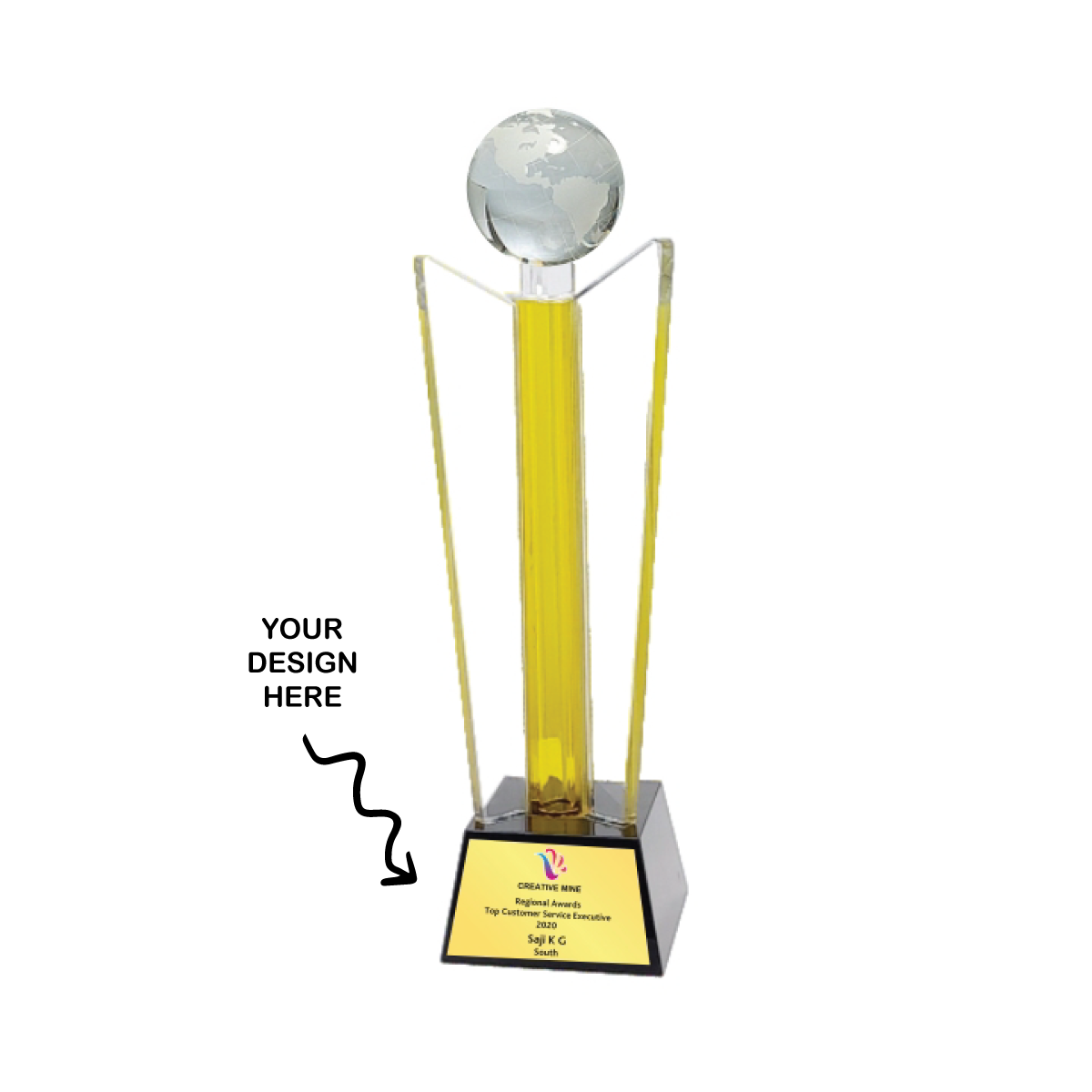 Personalized Optic Crystal Award Trophy - For Employee Recognition, Corporate Gifting, Award Shows, Sports Event, Competition, Students Reward - MA531
