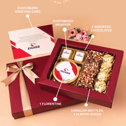 Customized Chocolate Wrapper with Greeting Message Chocolate, Sweet, and Nuts Combo Gift Set - For Employees, Dealers, Customers, Stakeholders, Personal or Corporate Diwali Gifting CV3