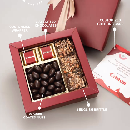 Customized Chocolate Wrapper with Greeting Message Chocolate, Nuts, and Sweet Combo Gift Set - For Employees, Dealers, Customers, Stakeholders, Personal or Corporate Diwali Gifting CV10
