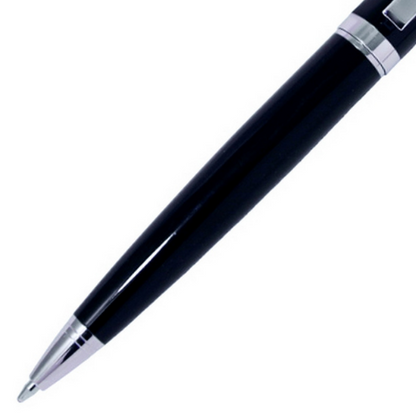 Smooth Body Black Ball Pen with Silver Clip - For Office, College, Personal Use - Thane