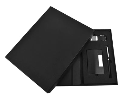 Black Notebook Diary, Keychain, Cardholder, and Pen 3in1 Combo Gift Set - For Employee Joining Kit, Corporate, Client or Dealer Gifting, Events Promotional Freebie JKSR159