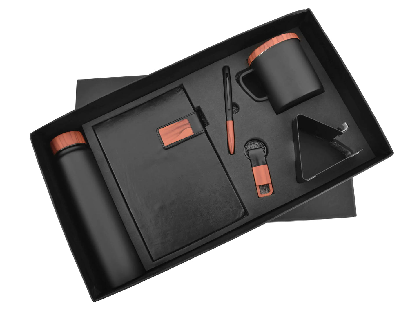 Notebook Diary, Keychain, Bottle, Mug, Mobile Stand and Pen 6in1 Combo Gift Set - For Employee Joining Kit, Corporate, Client or Dealer Gifting, Events Promotional Freebie JK44