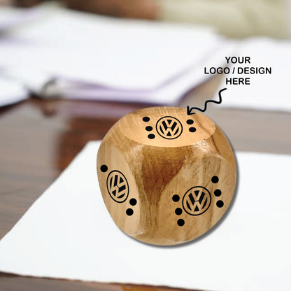 Personalized Wooden Paper Weight cum Dice - For Corporate Gifting, Events Promotional Freebie