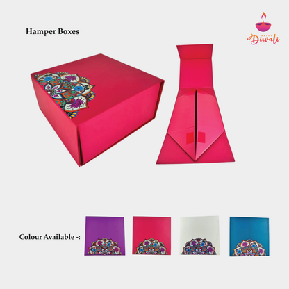 Folding Empty Diwali Gift Hamper Box - Size: 8*8*4" - For Gift Wrapping, Diwali Packaging, Diwali Gifting, Corporate Gifting VW5