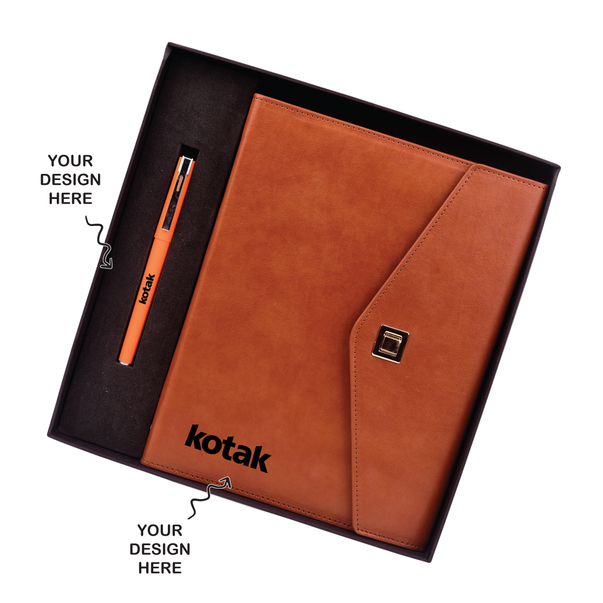 Personalized 2 in 1 Tan Leather Finished 8000mAh Power Bank Notebook Diary with Pen Combo Gift Set - For Employee Joining Kit, Client, Dealer Gifting, Corporate Gifting or Return Gift HK10263