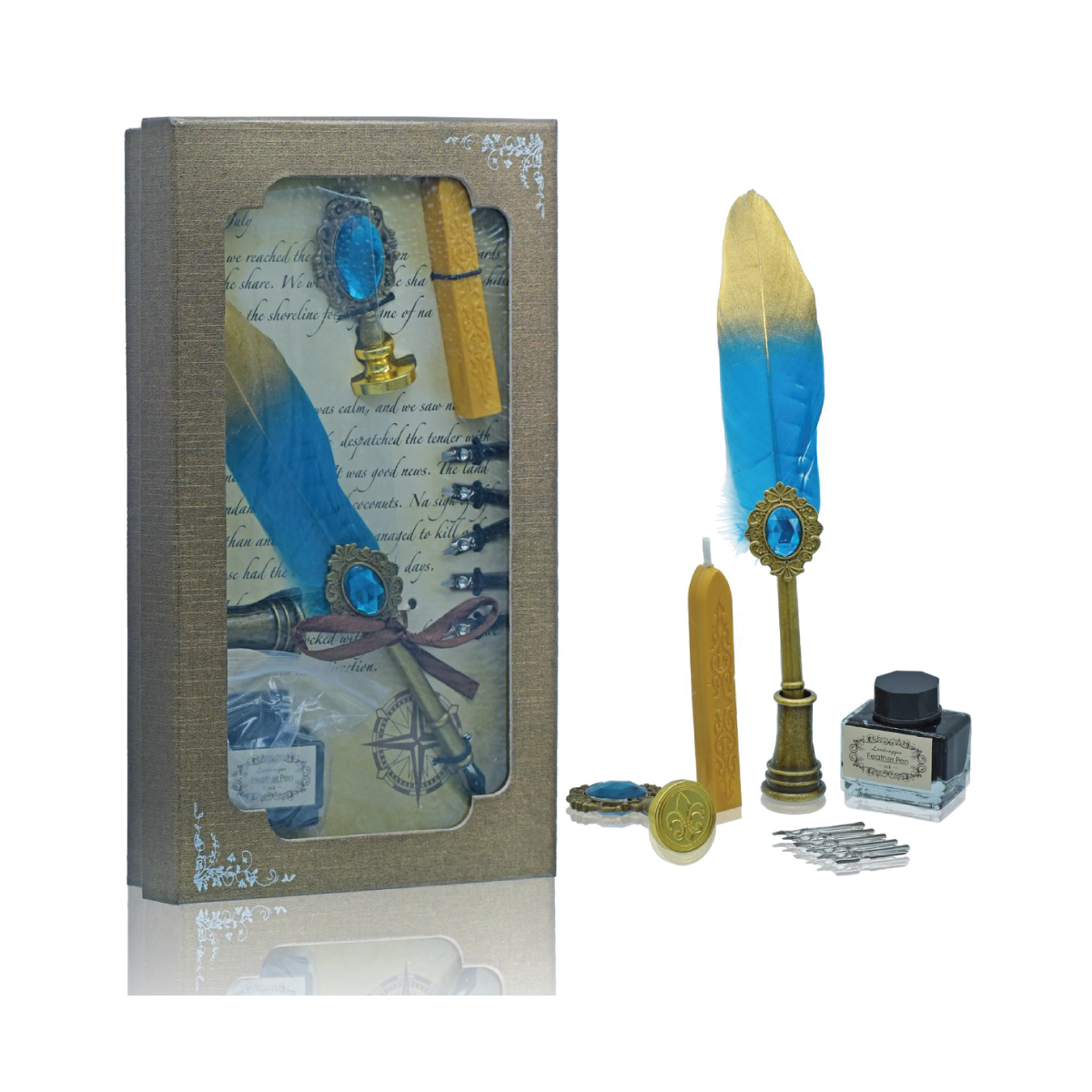 Feather Fountain Pen Gift Set - For Return Gift, Office Use, Personal Use, or Corporate Gifting JAGSFP-A