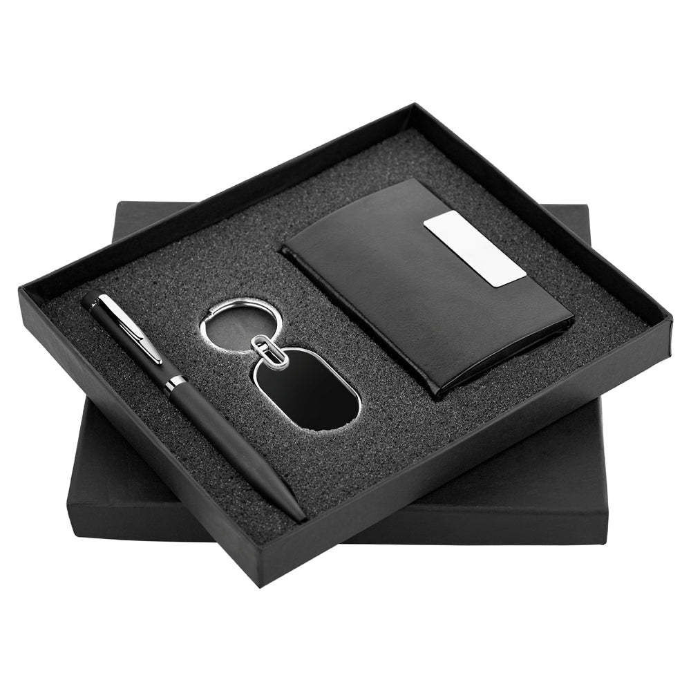 Pen, Keychain and Cardholder 3in1 Combo Gift Set - For Employee Joining Kit, Corporate, Client or Dealer Gifting, Promotional Freebie JKSR125
