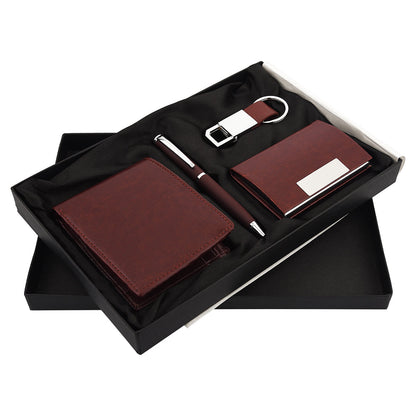 Pen, Keychain, Cardholder and Wallet 4in1 Combo Gift Set - For Employee Joining Kit, Corporate, Client or Dealer Gifting, Promotional Freebie JKSR132