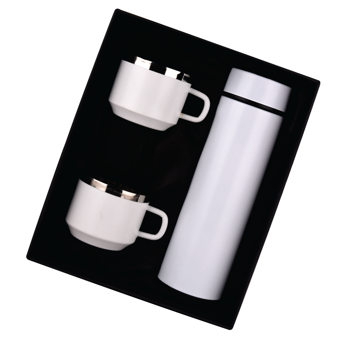 White Temperature Bottle With 2 Steel Cups Gift Set - For Employee Joining Kit, Corporate, Client or Dealer Gifting HK37335
