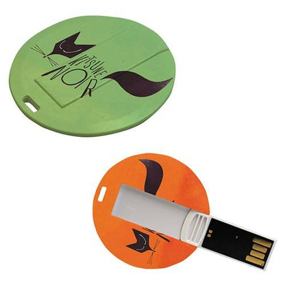 Fully Both Side Personalized Round Shape Card USB Pendrive for Promotions, Giveaway, Corporate, and Personal Gifting HKCS003