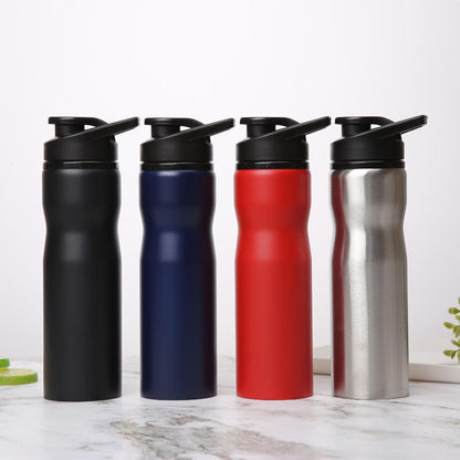 Black Steel Sports Sipper Water Bottle Laser Engraved - 750ml - For Corporate Gifting, Return Gift, Event Freebies and Promotions