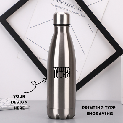 Personalized Engraved Steel Double Wall Cola Water Bottle - Hot and Cold - 750ml - For Return Gift, Corporate Gifting, Office or Personal Use