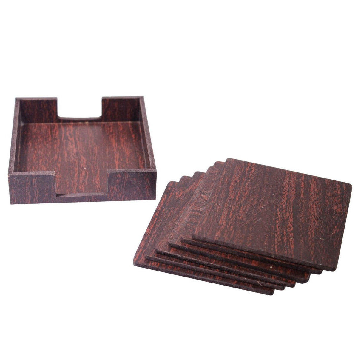 Set of 6 Dark Brown Square Wooden Tea Coaster - For Corporate Gifting, Office Use, Personal Use, Return Gift