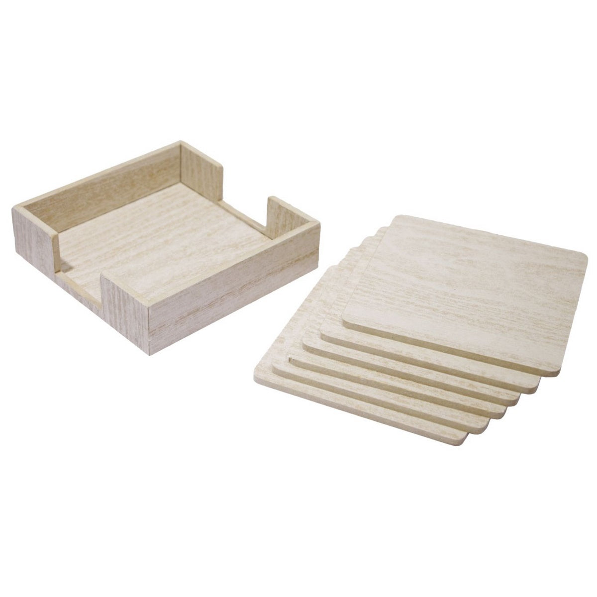 Set of 6 Light Brown Square Wooden Tea Coaster - For Corporate Gifting, Office Use, Personal Use, Return Gift  JAK25TCW