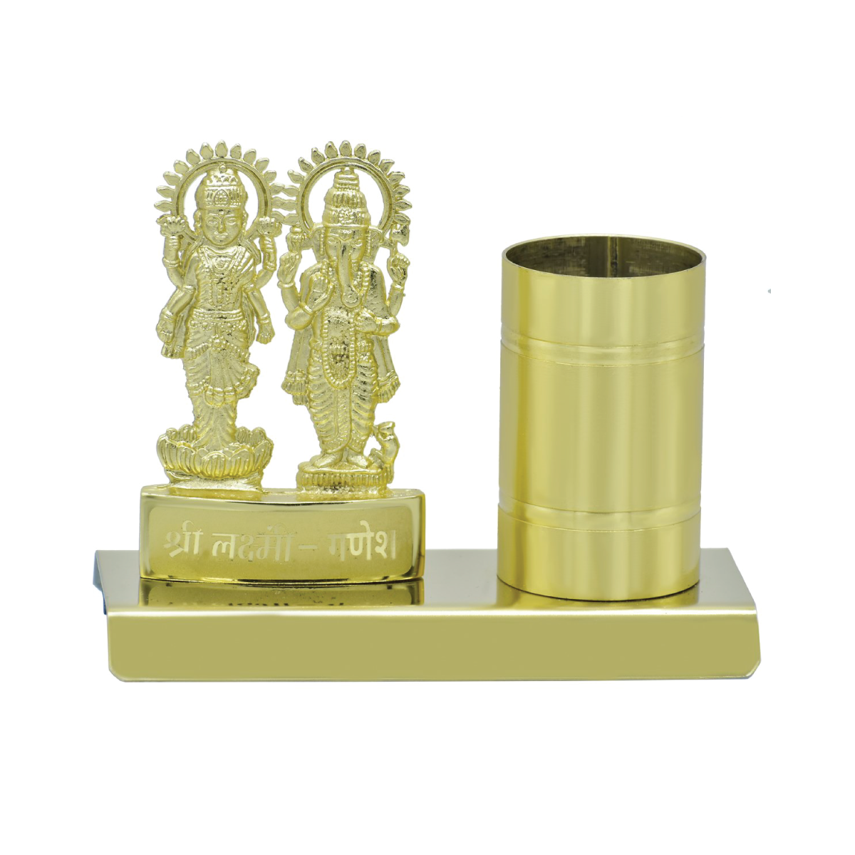 Desktop Golden Shri Laxmi Ganesh With Pen Stand - For Corporate Gifting, Diwali Gifting for Employees, Dealers, Stakeholders, Customers