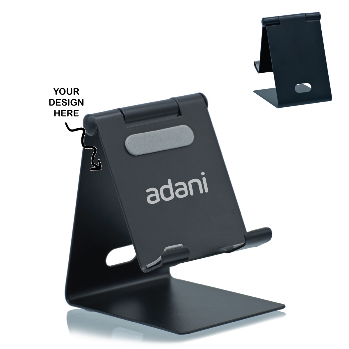 Personalized Black Adjustable Metal Mobile Phone Holder Stand - For Personal, Corporate Gifting, Return Gift, Event Gifting, Promotional Freebies JAMH1F-97