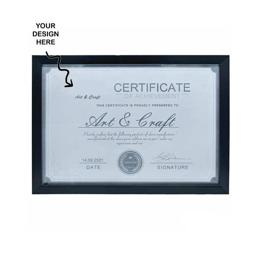Personalized A3 Size Moulding Black Photo Memoir cum Certificate Frame - For Corporate Gifting, Employee Appreciation, Office Desk, Farewell Gifts - JAPFMA3BK