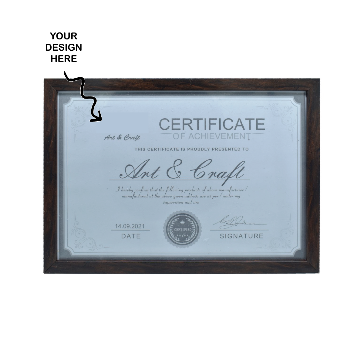 Personalized A3 Size Moulding Brown Photo Memoir cum Certificate Frame - For Corporate Gifting, Employee Appreciation, Office Desk, Farewell Gifts - PFMA3BN