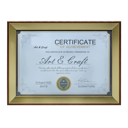 Personalized A4 Size Moulding Golden Photo Memoir cum Certificate Frame - For Corporate Gifting, Employee Appreciation, Office Desk, Farewell Gifts - JAPFMA4-02
