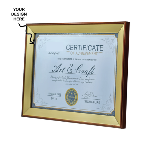 Personalized A4 Size Moulding Golden Photo Memoir cum Certificate Frame - For Corporate Gifting, Employee Appreciation, Office Desk, Farewell Gifts - JAPFMA4-02
