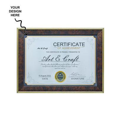 Personalized A4 Size Moulding Dark Brown Photo Memoir cum Certificate Frame - For Corporate Gifting, Employee Appreciation, Office Desk, Farewell Gifts - JAPFMA4-04